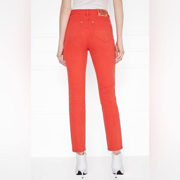 EUC Anine Bing Frida High Rise Jean in Punchy Red - Picture 5 of 6